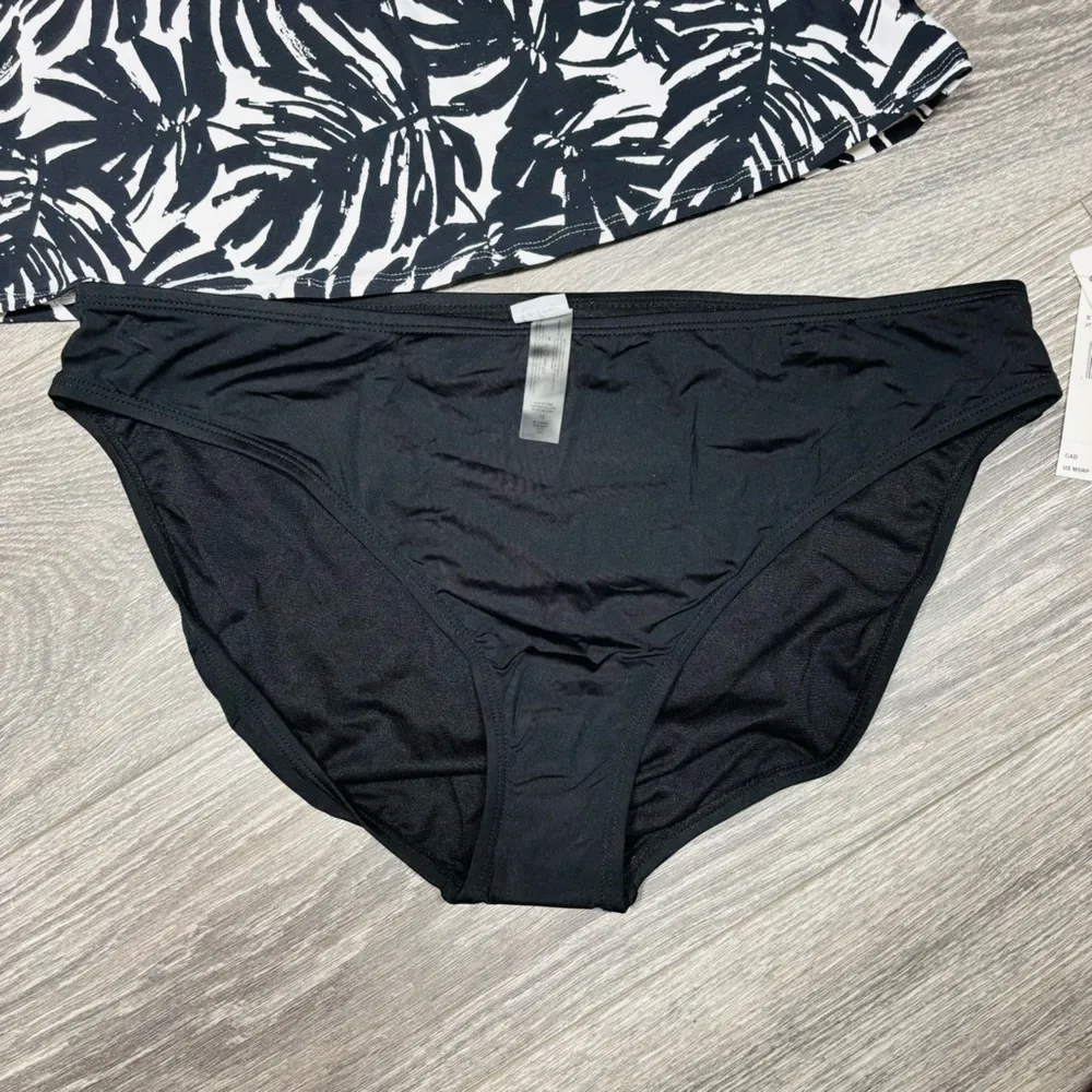 Leilani Black and White Palm Leaf Print Gemini Tankini and Bikini Bottom Size 16 - Image 5