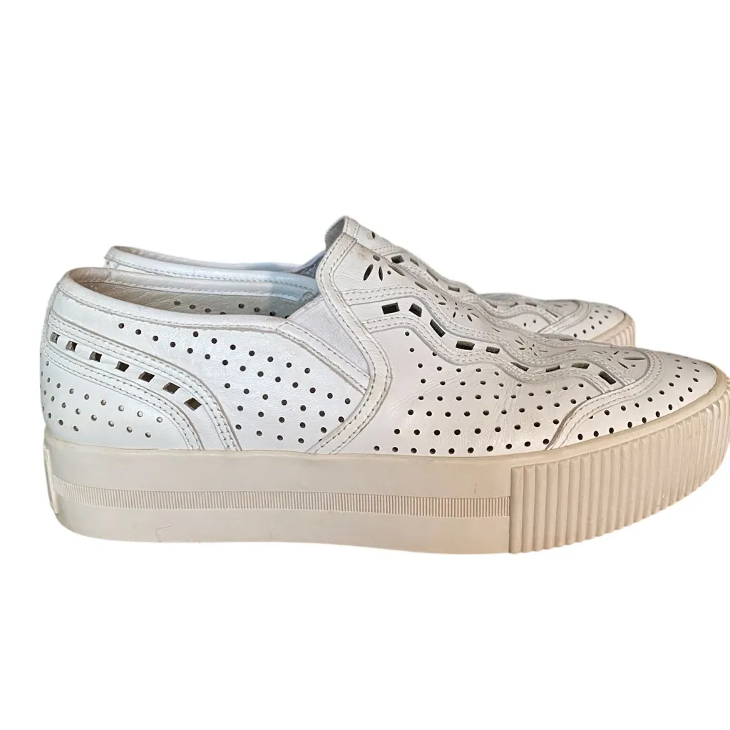 Ash Kingston White Leather Perforated Slip On Platform Sneaker size 8 38 - Image 2