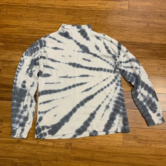 Democracy Tie Dye Pullover Womens XS Blue Metallic Mock Neck Long Sleeve Top - Image 1