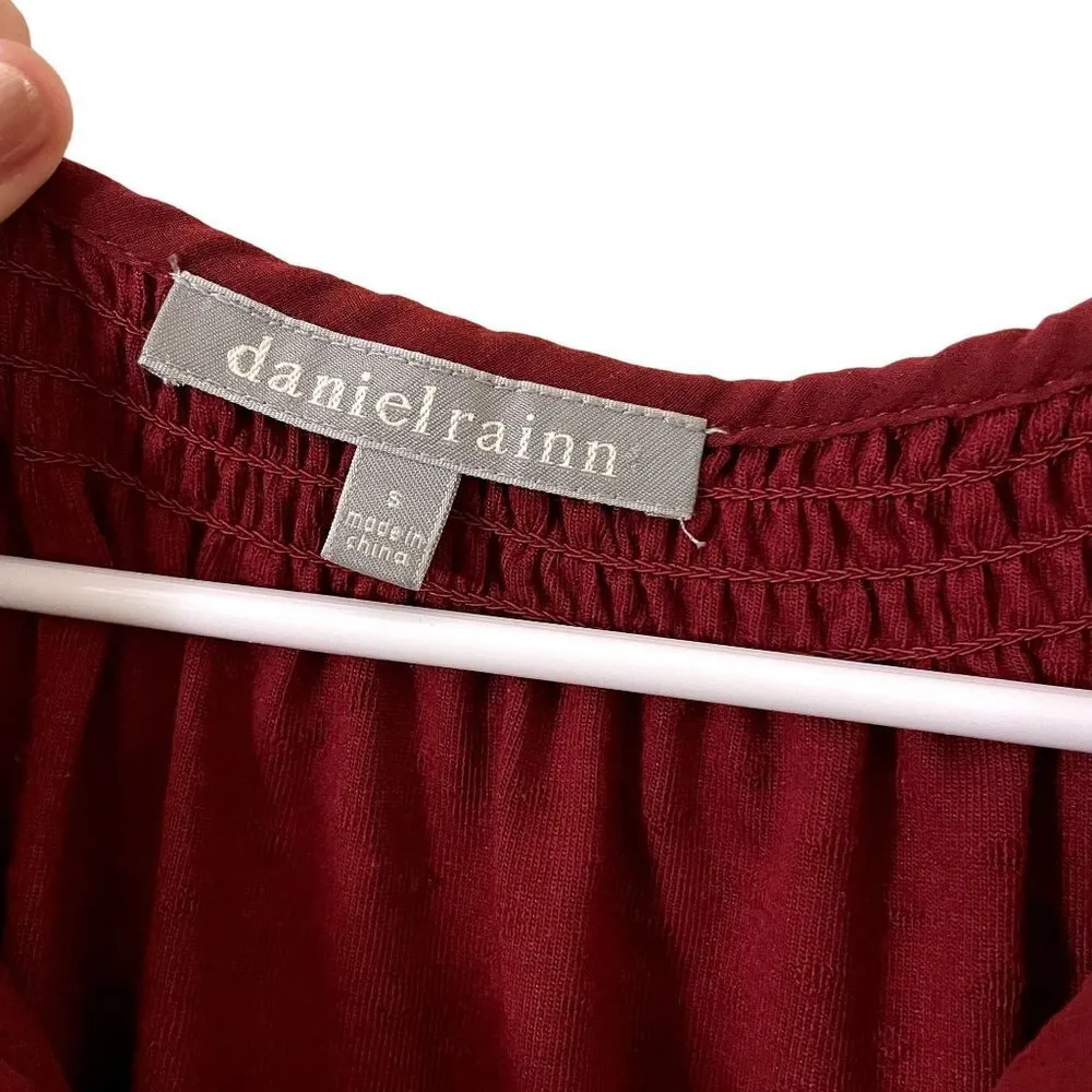 Daniel Rainn red vneck blouse semi formal ruched classic comfortable soft top - Image 4