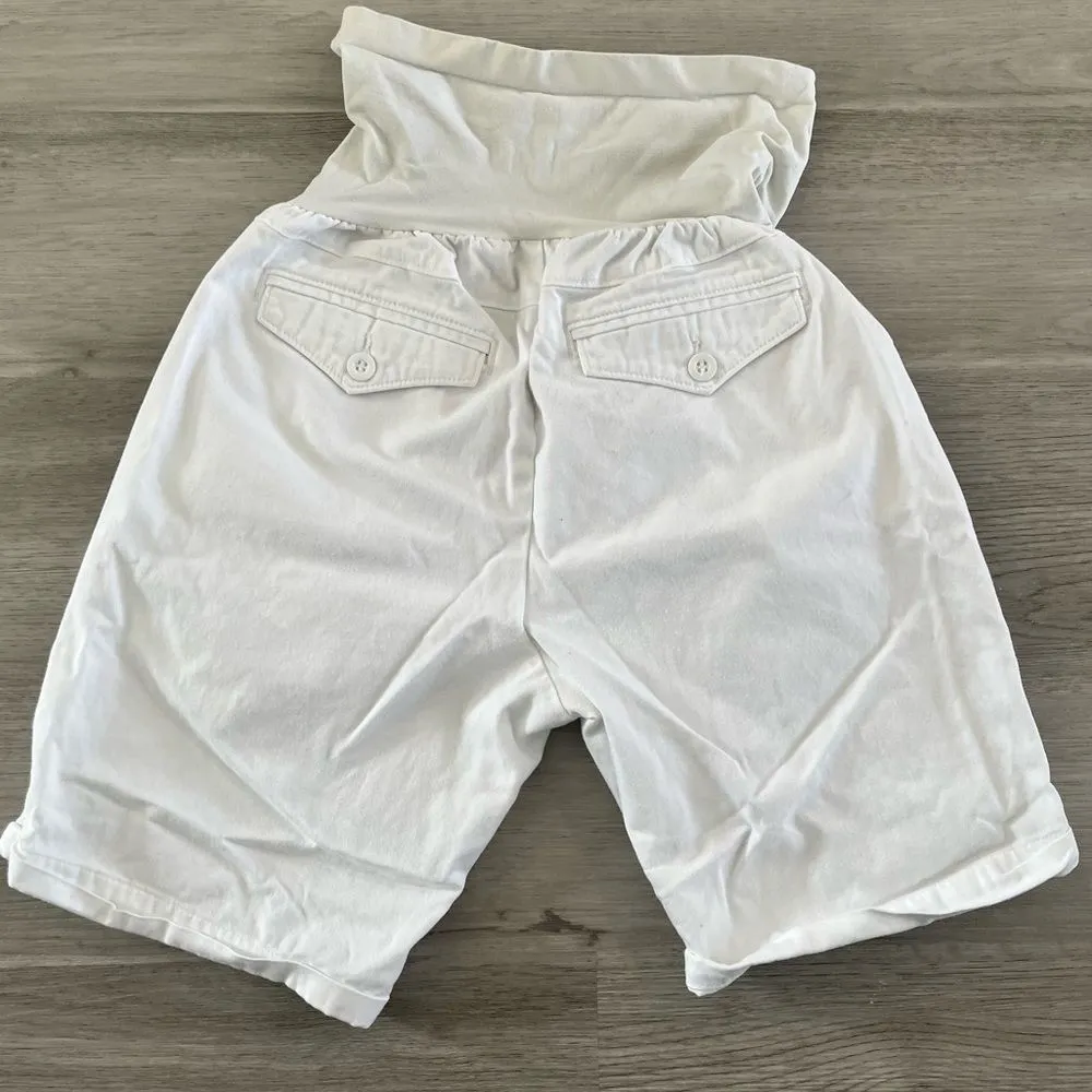 Motherhood Maternity White Secret Fit Belly Over Belly 8” Chino Shorts Small - Image 4