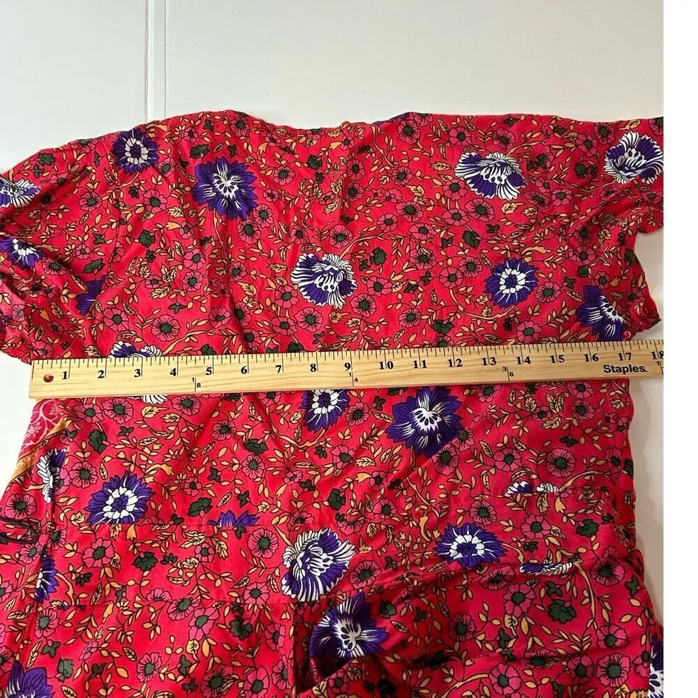 Japna Women's Size Small Wrap Skirt Sleeve Red Floral Maxi - Image 15