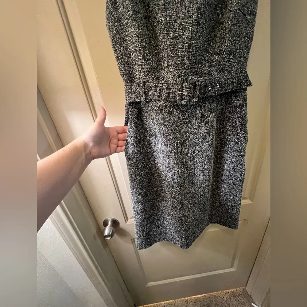 Brand New! Banana Republic Black & Gray Belted Tweed Power Dress Size 8 - Image 9