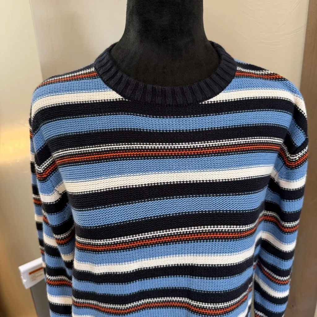 Versasi Women's Knit Sweater Stripe Blue‎ white Orange Navy Casual Stretch XL - Image 2