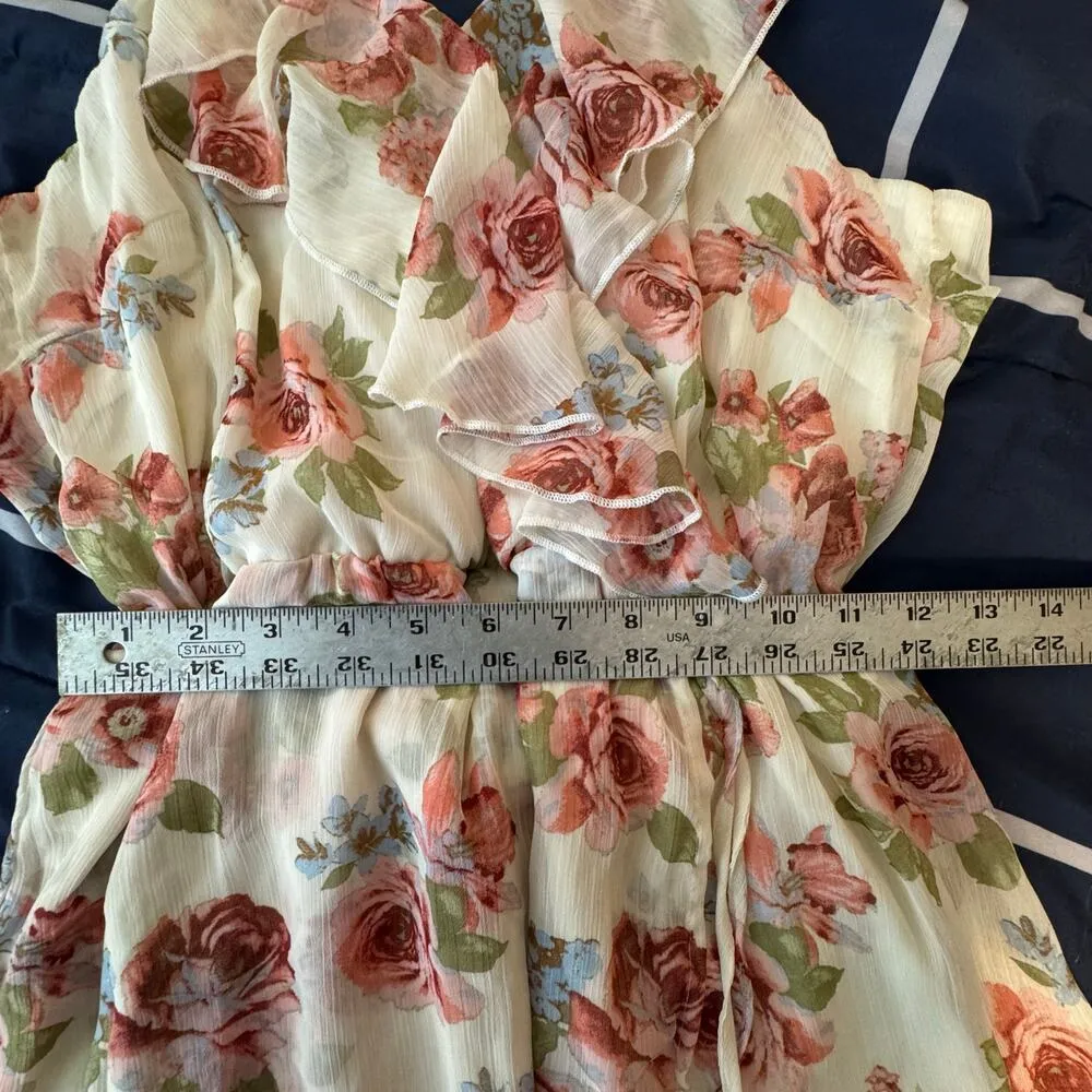 Blush Pink Floral Ruffle Dress – Flowy Sleeveless Boho Sundress Size M Size M - Image 5