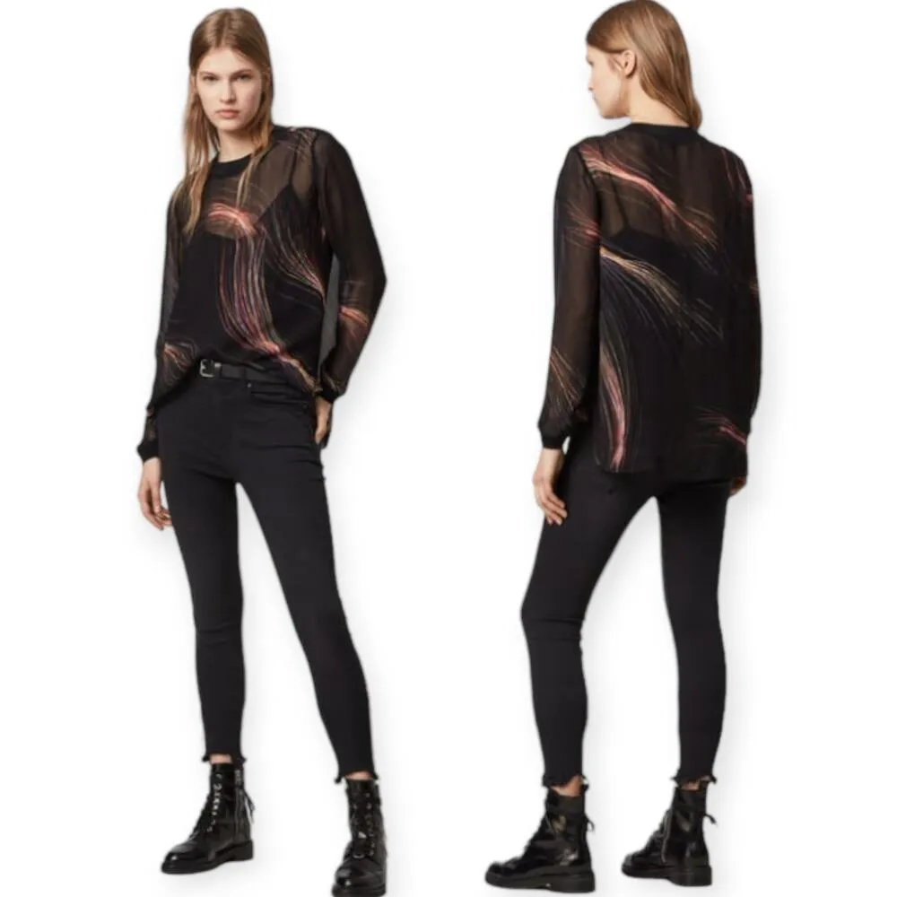 AllSaints | Women's Small | Ada Streamline Sheer Long Sleeve Pullover Top & Cami - Image 3
