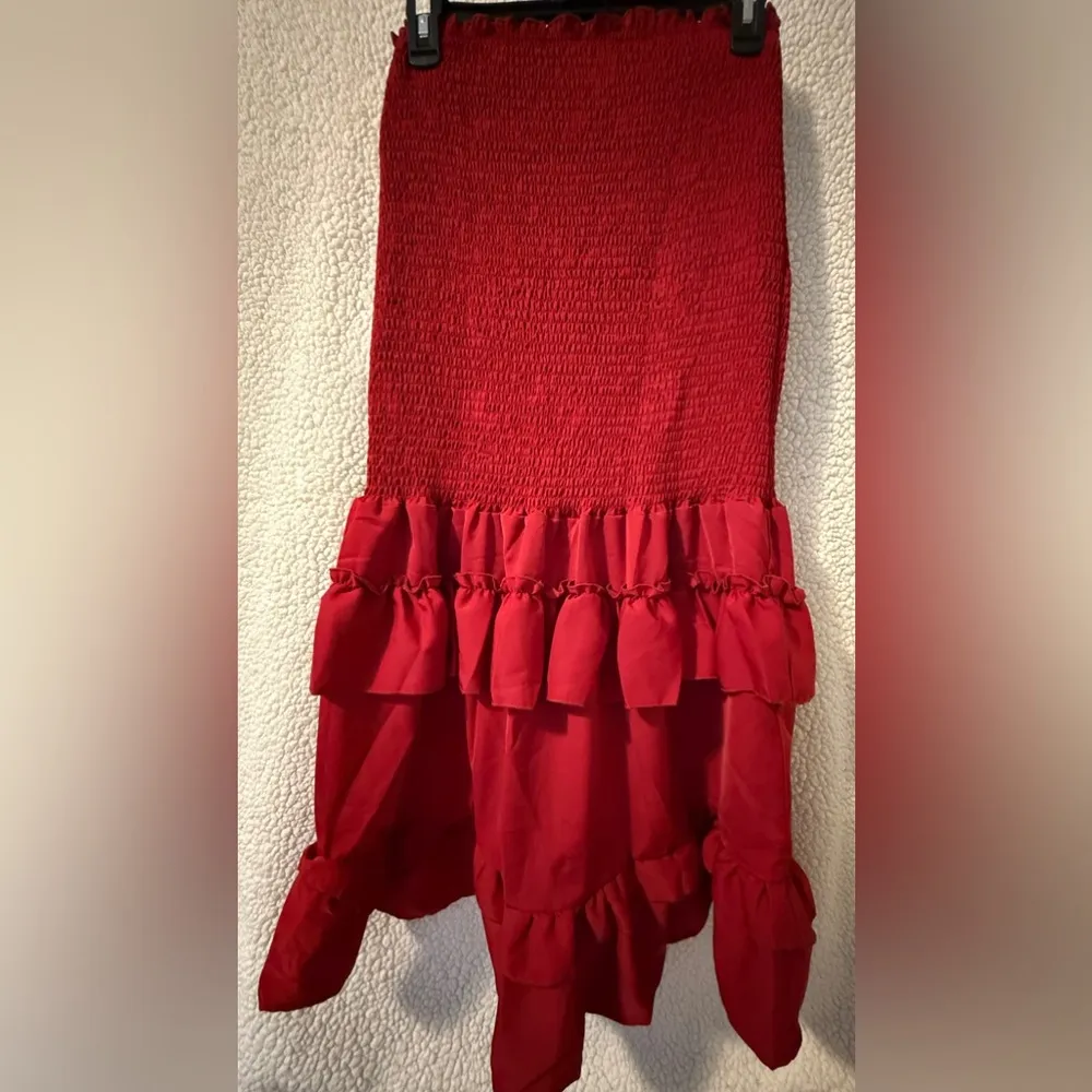 Coral strapless dress. Red Size M - Image 2