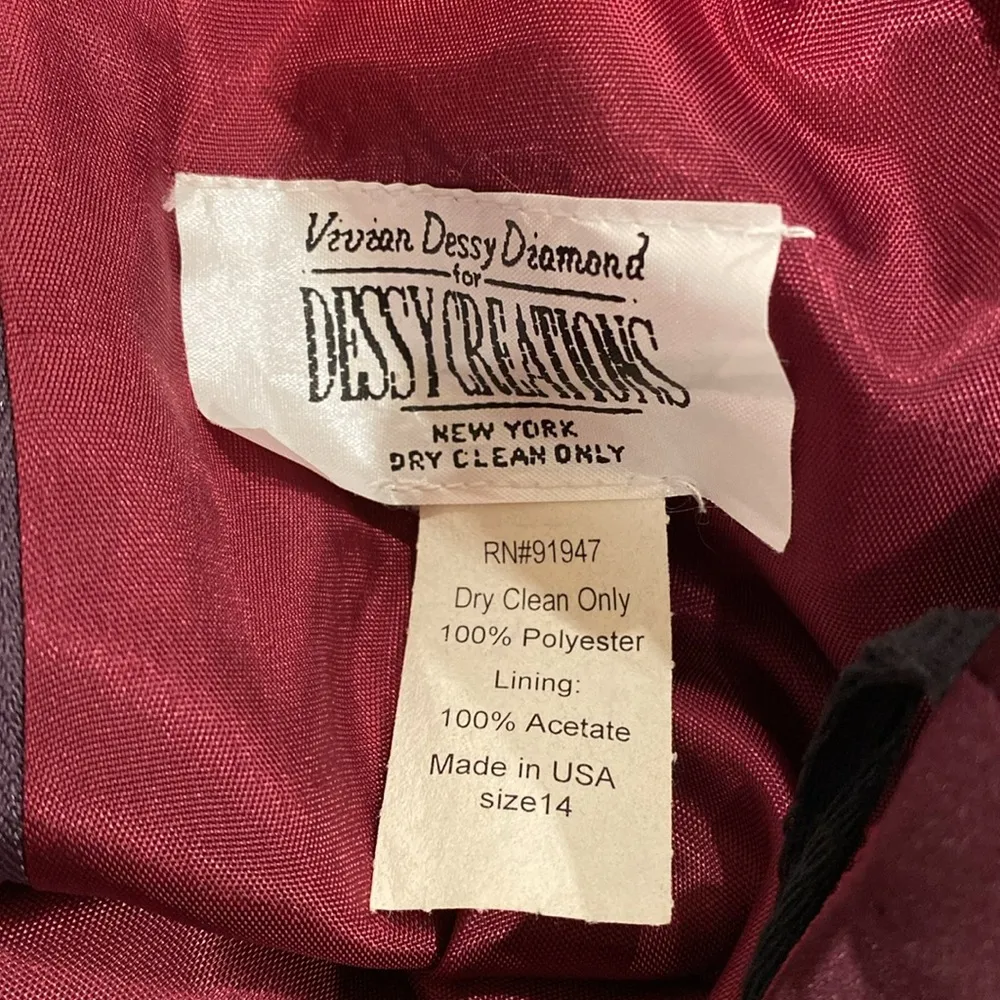 Vintage Dessy Creations Burgundy 2 Piece Formal Wedding Prom Homecoming Sz 14 Purple - Image 5