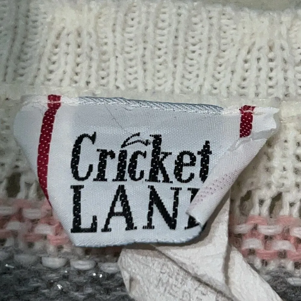 VINTAGE Cricket Lane women's medium pullover sweater shoulder pads metallic grey Pink - Image 2