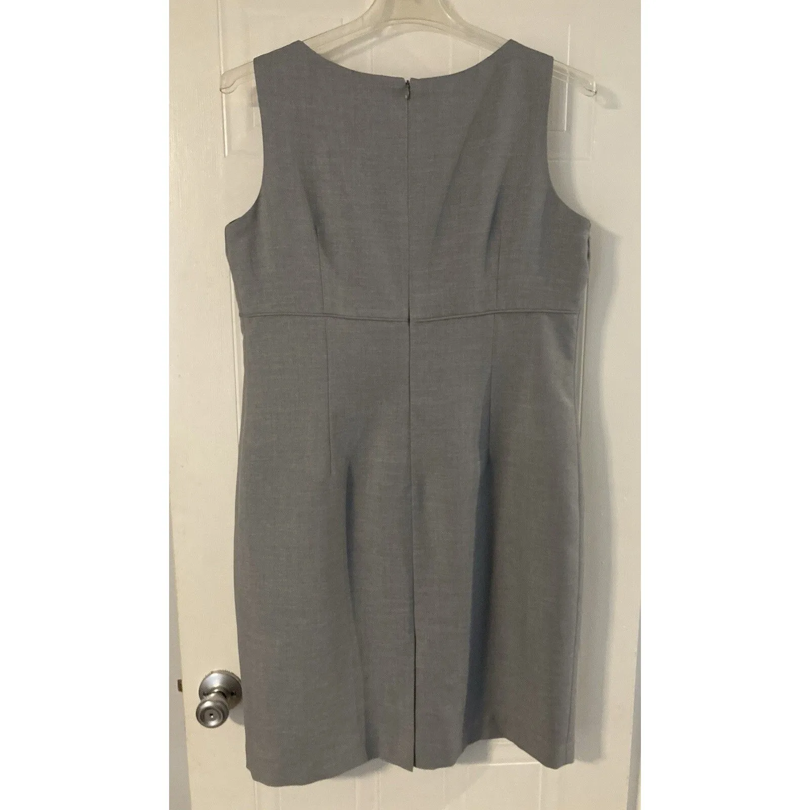 Jones Studio Dress 14 Gray Career Office Sleeveless Sheath Lagenlook Classic - Image 2