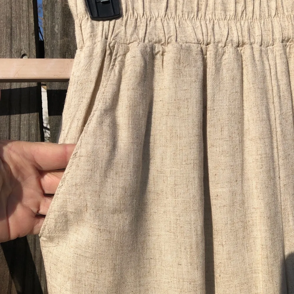 NEW HUNTER & BROWN Linen Blend High Rise Wide Leg Pants S Tan - Image 4