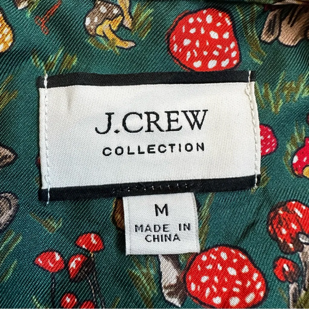 J. Crew Collection 100% Silk-Twill Ruffle Collar Mushroom Floral Top, Sz Medium - Image 11
