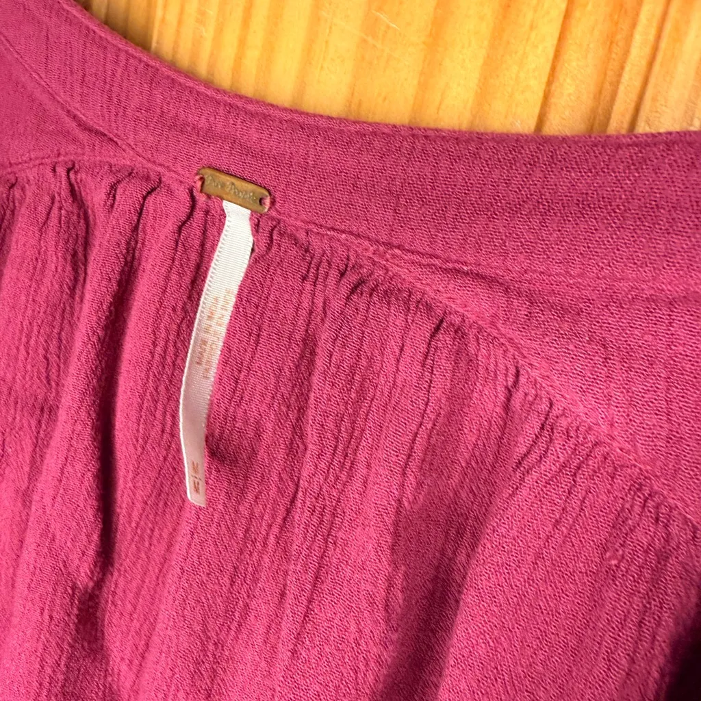 Free People Berry Purple Boho Blouse | Flowy Button Front Top | Size M - Image 2