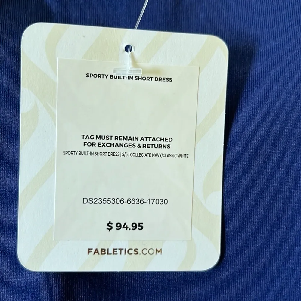 New FABLETICS Women’s Sporty Built-In Short Dress in collegiate navy/white Small - Image 5