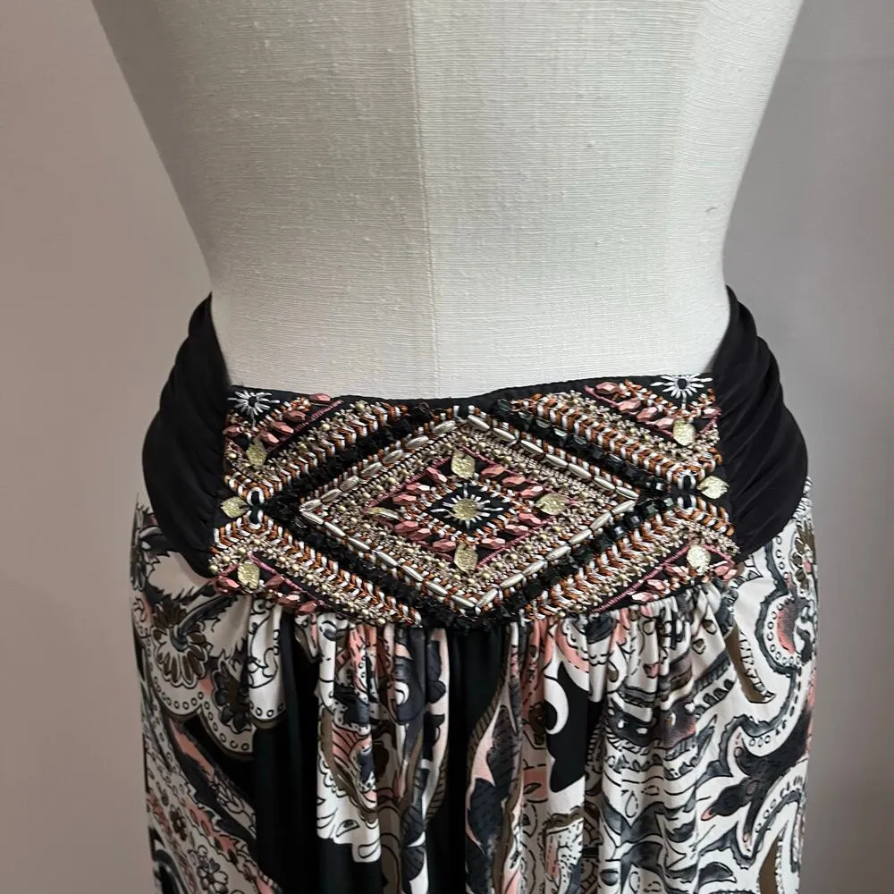Venus Paisley Low Rise Gypsy Boho Festival Maxi Skirt Size M - Image 7