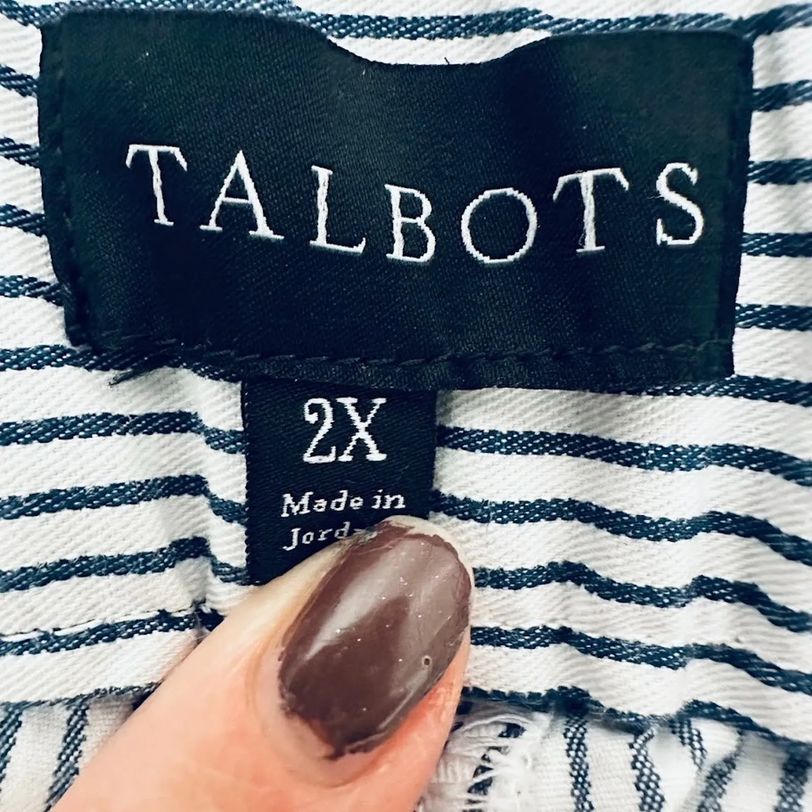 Talbots Pull On Striped Crop Pants Size 2X White Grey Classic Nautical Office - Image 6