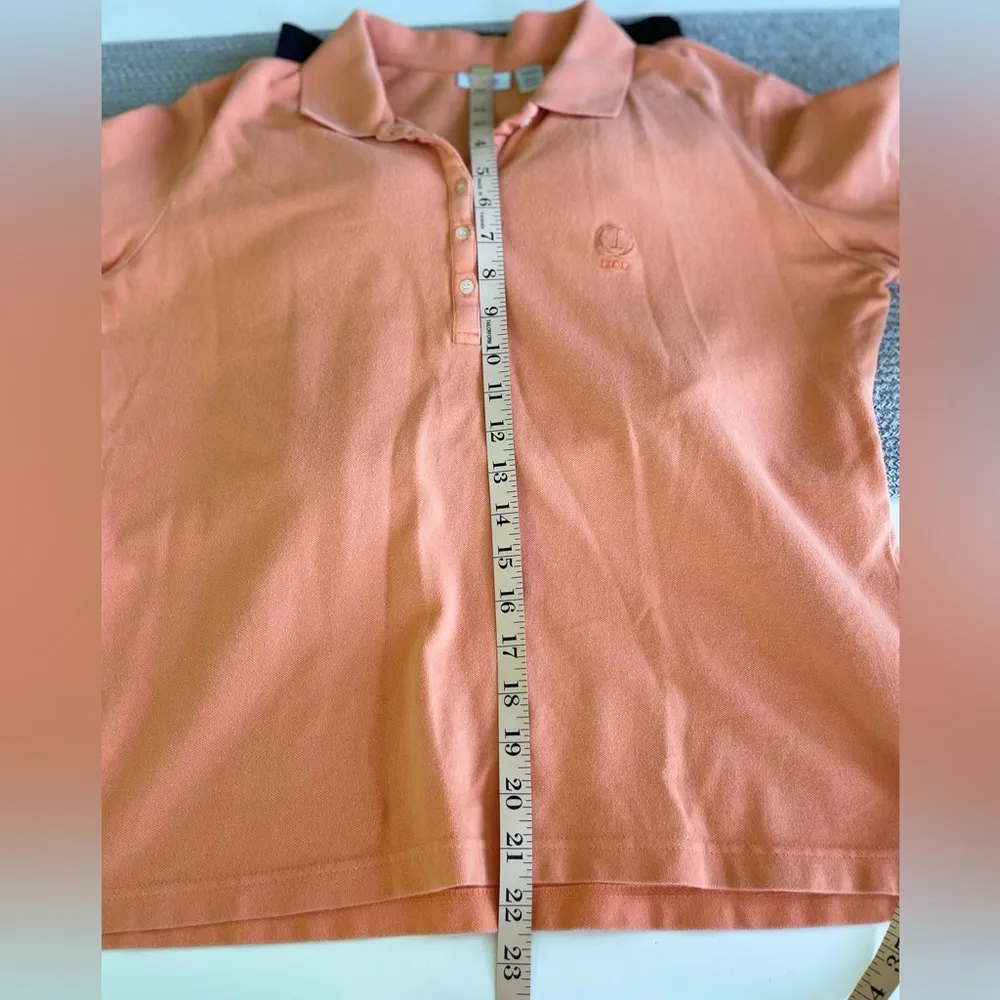 IZOD Melon Coral Orange Short Sleeve Polo Collared Shirt Size Medium Tennis Prep - Image 6