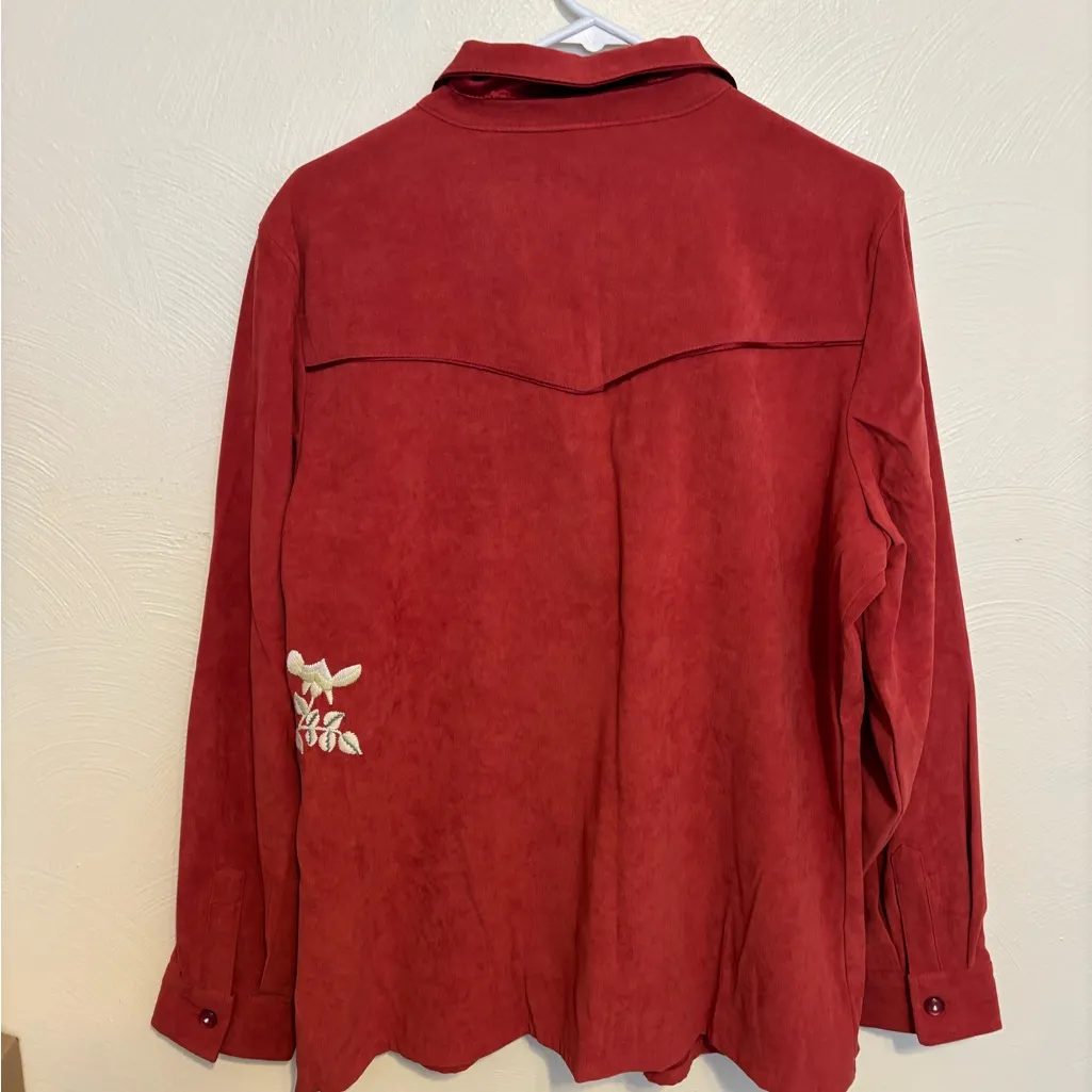 Susan Graver Embroidered Button-Front Top – Size XL - Image 7