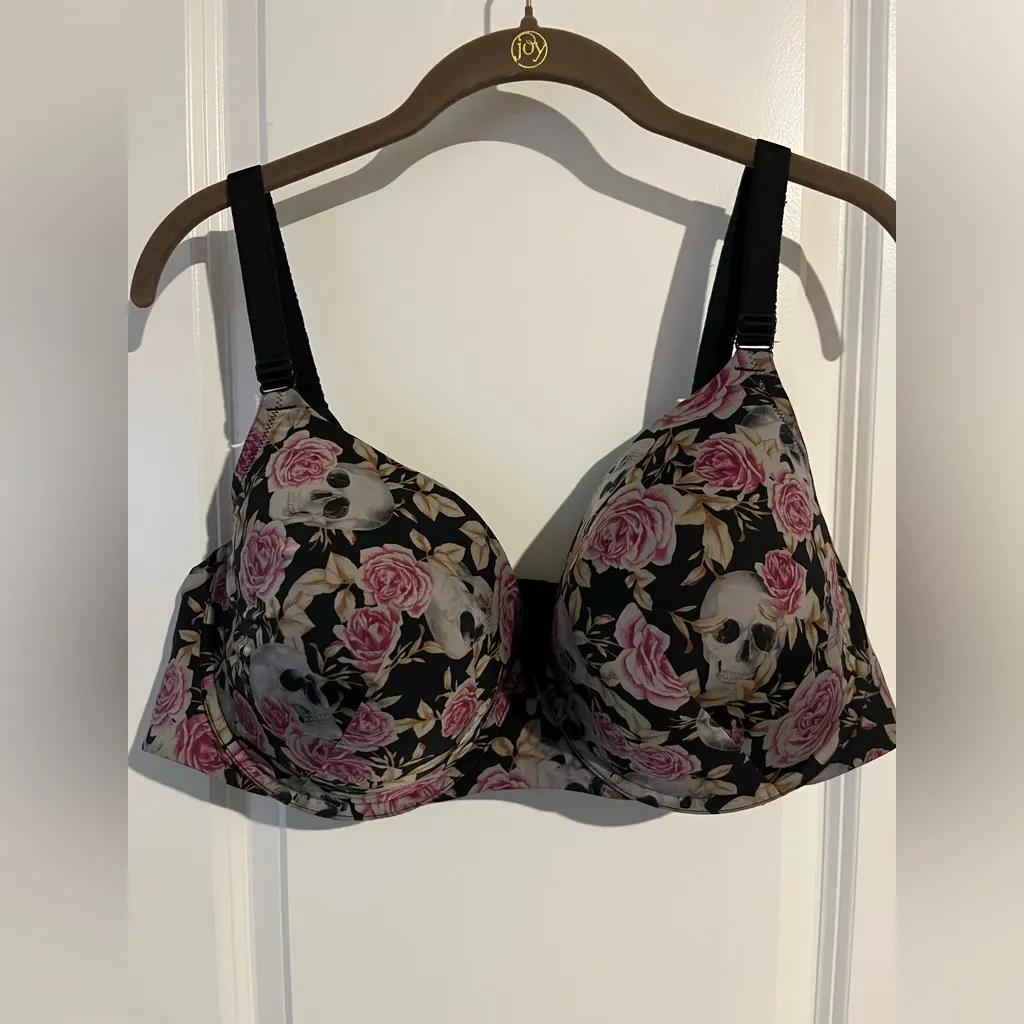Torrid Curve Skulls Roses Gothic Full Coverage Plus Size Underwire Lined 46D Bra Black - Image 5
