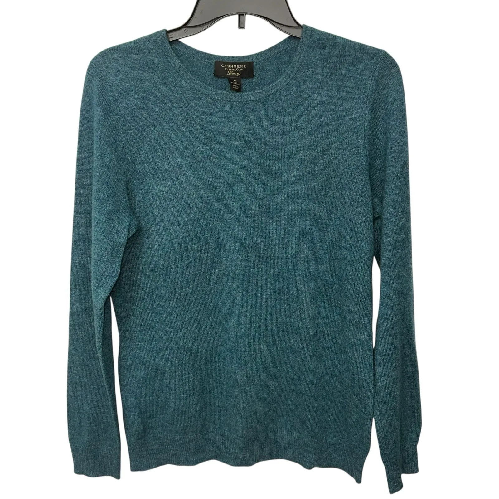 Charter Club Luxury Women's Sz Medium 100% Cashmere Green Crewneck Sweater New - Image 8
