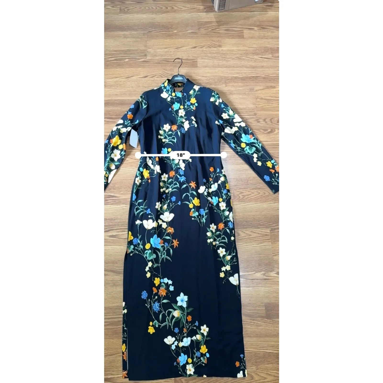 CARA CARA AVA DRESS VISCOSE BLACK PRESSED FLORAL MAXI DRESS size XL - Image 7