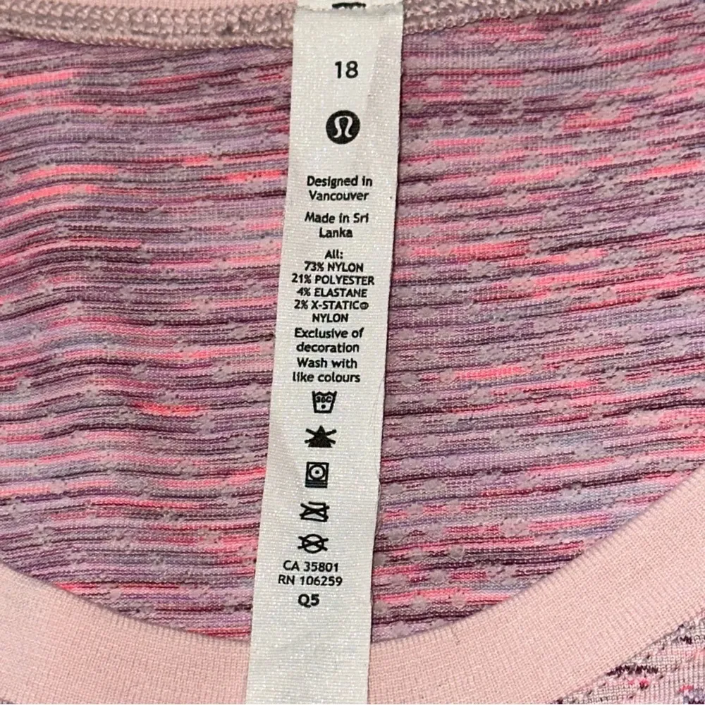 Lululemon 18 Warp Mist Sonic Pink Multi Swiftly Tech Long Sleeve Crewneck Shirt - Image 8