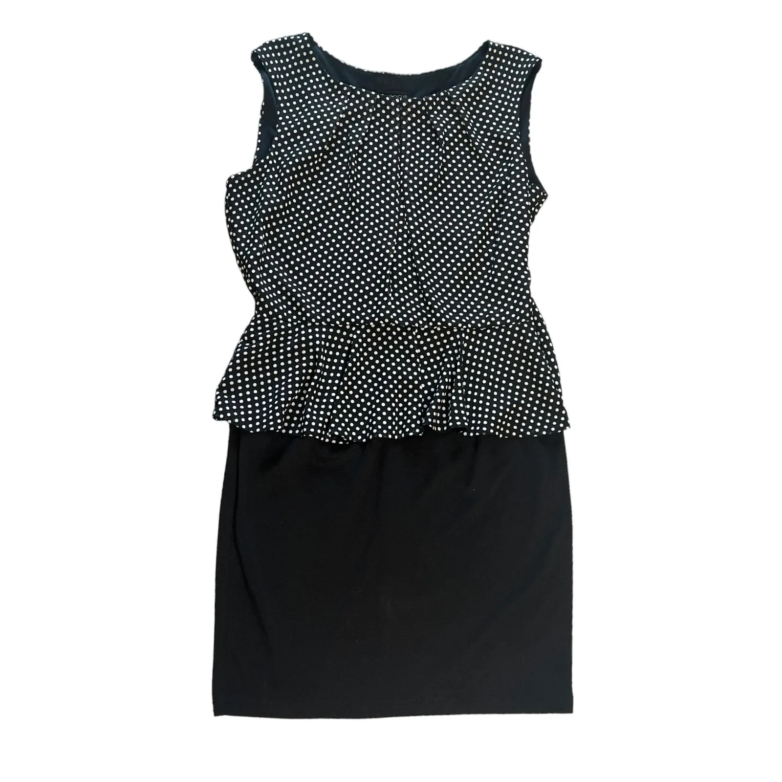 Enfocus Studio Ruffled Pencil Skirt Dress 12 Black White Sleeveless Mob Wife - Image 4