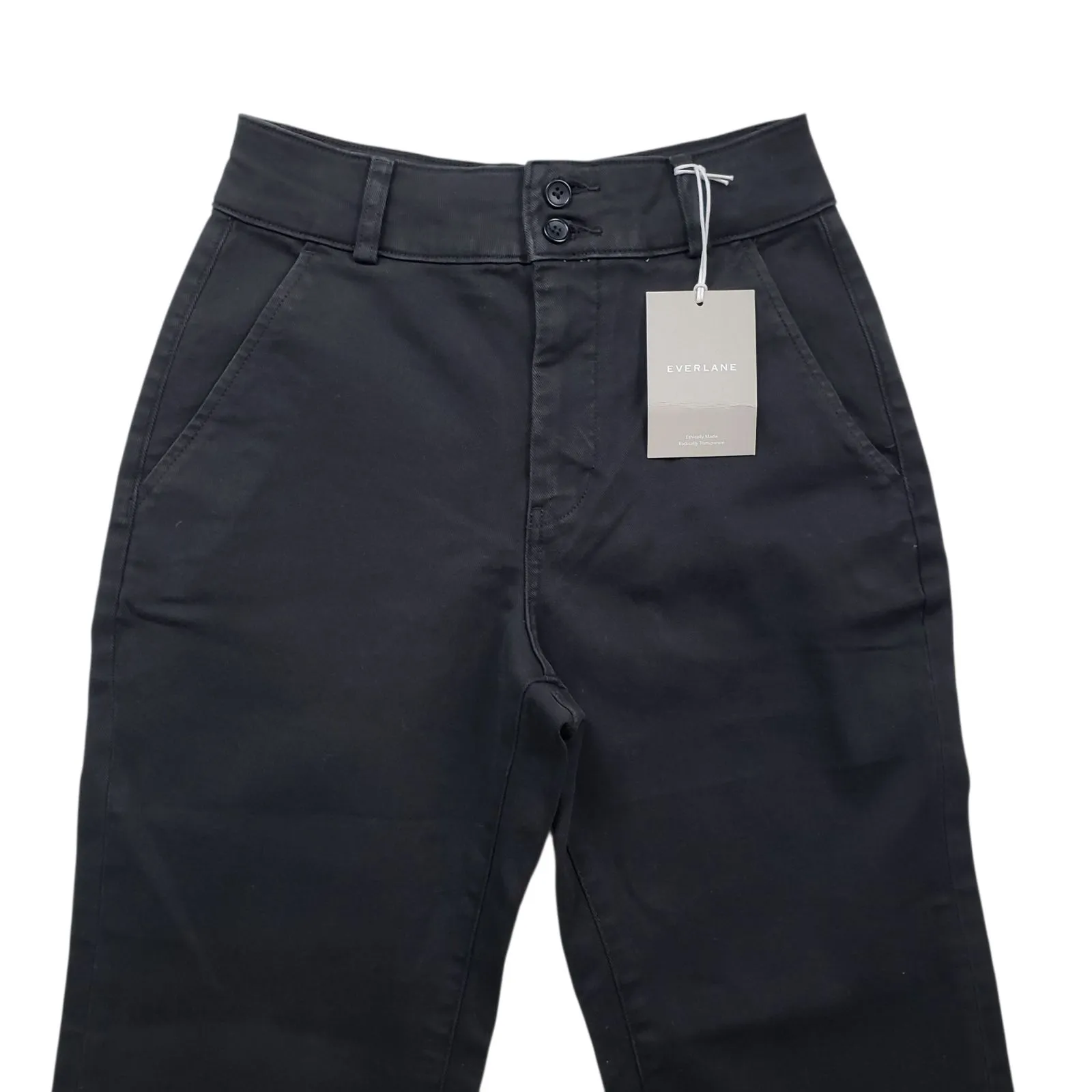 NWT Everlane The Organic Straight Leg Pants Womens Size 2 Black High Rise Jeans - Image 11