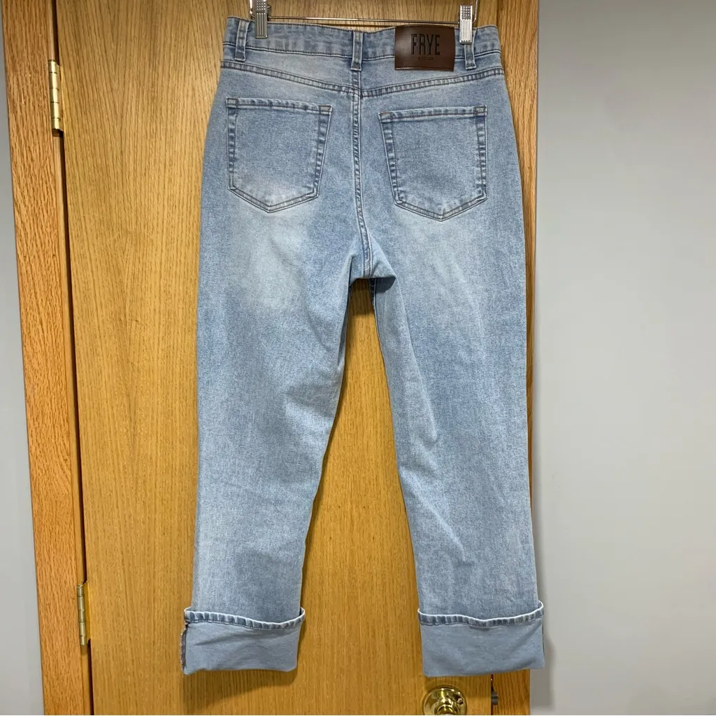 Frye Cuffed Crop High Rise Light Blue Jeans - Size 4 - Image 2