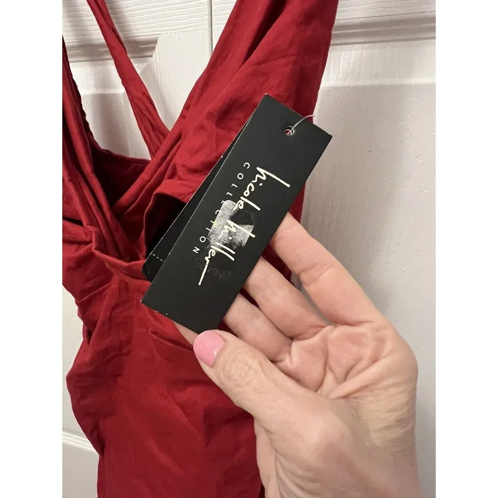 Nicole Miller Size 10 Red Cranberry BS0173 Fitted Bodycon Dress NWT Msrp $420 - Image 5