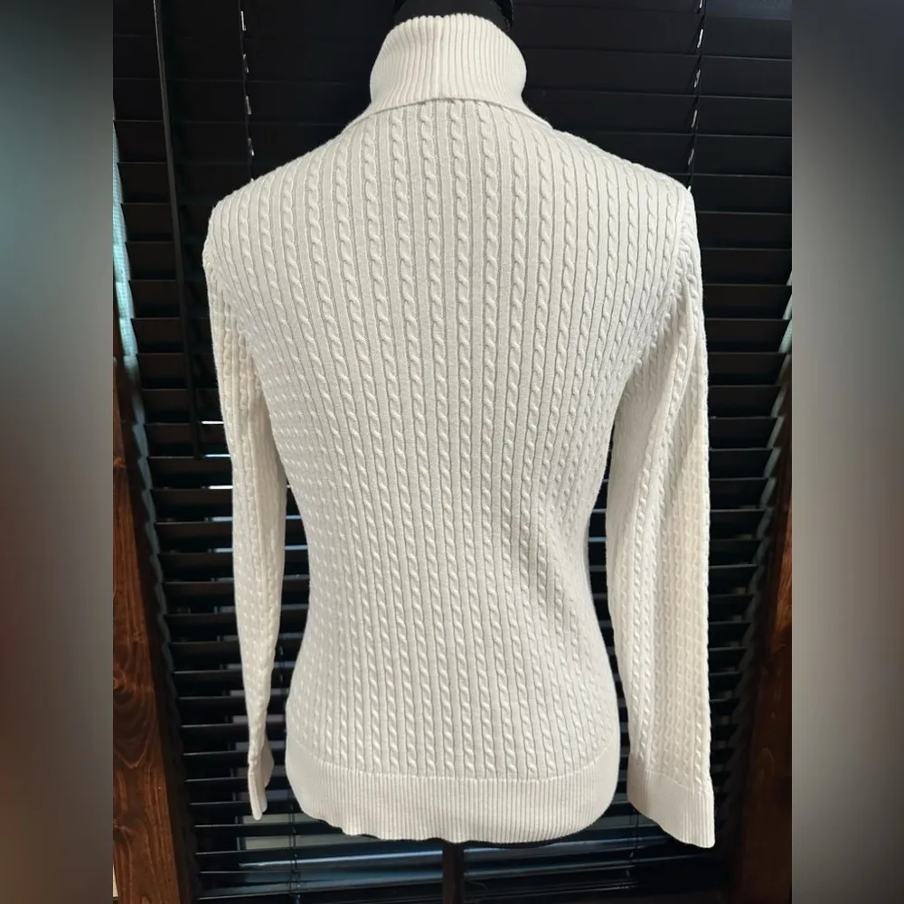 NWOT JEANNE PIERRE Women's Classic-Fitted Lightweight Cable Long-Sleeve  Sz L - Image 5