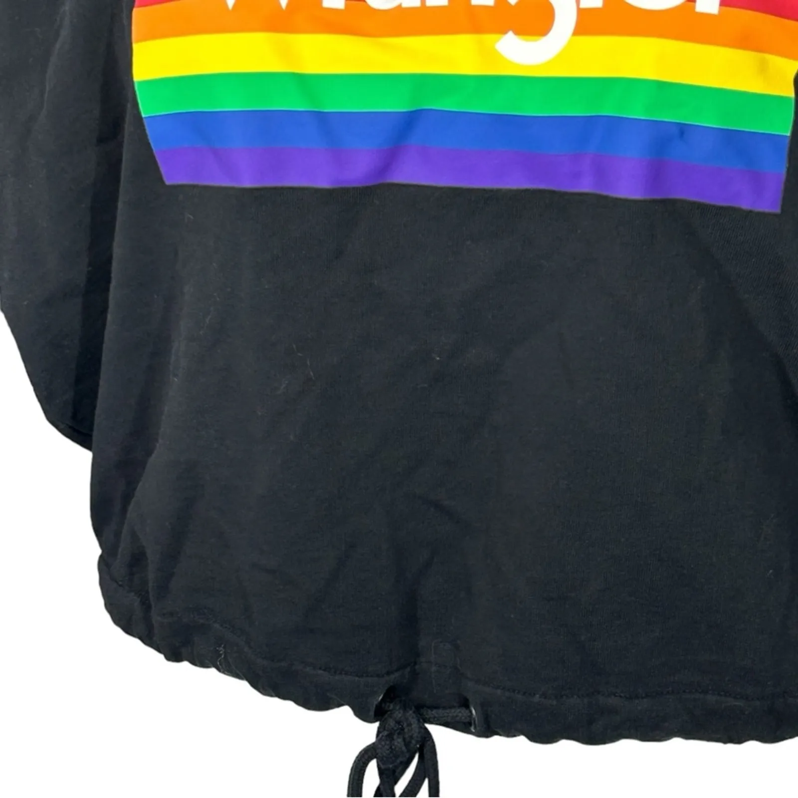 Wrangler Pride Cropped Hoodie Black Rainbow Logo Size M LGBTQ+ Inclusive - Image 6
