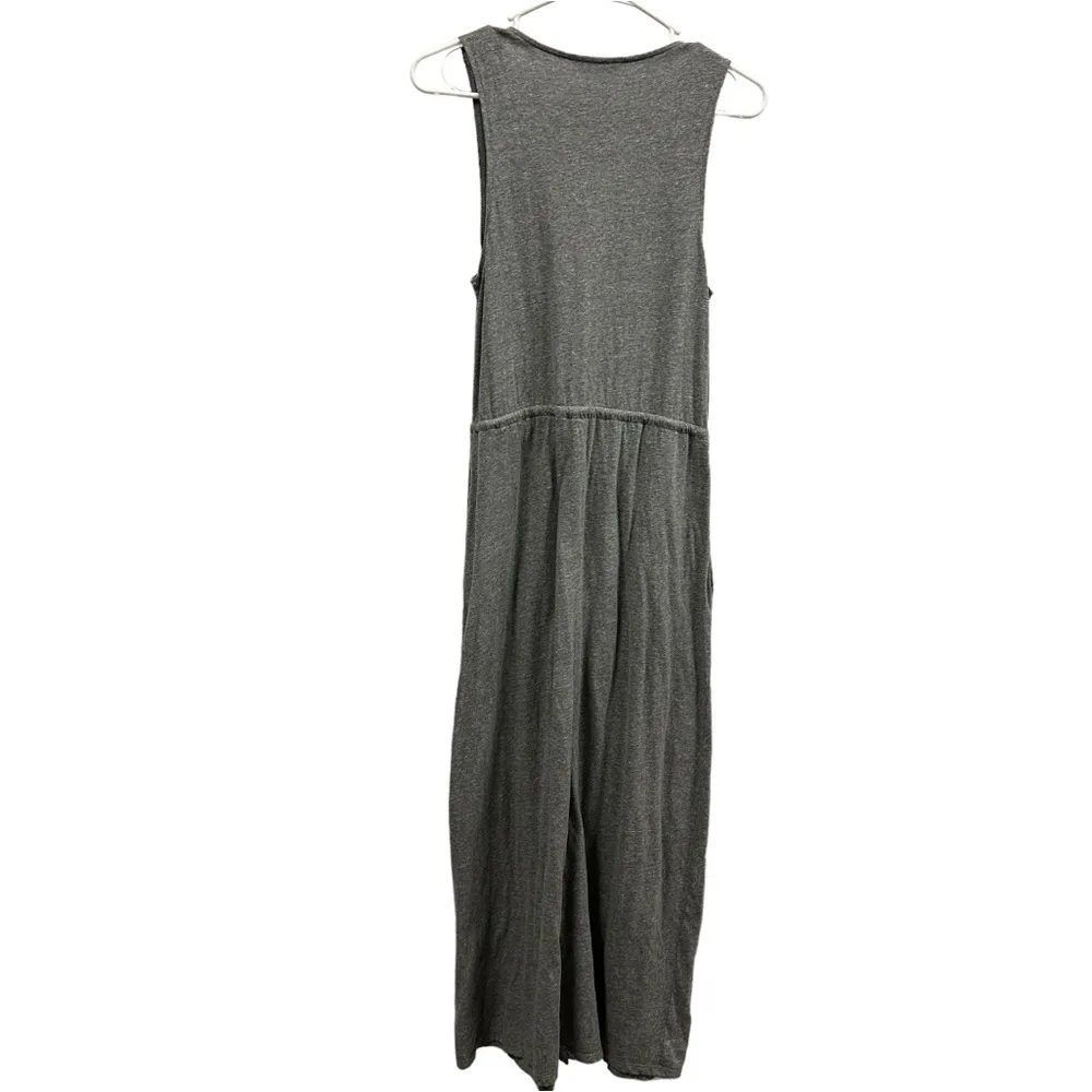 Lucky Brand Gray Cotton Sleeveless Button Up Drawstring Waist Midi Maxi Dress S - Image 9