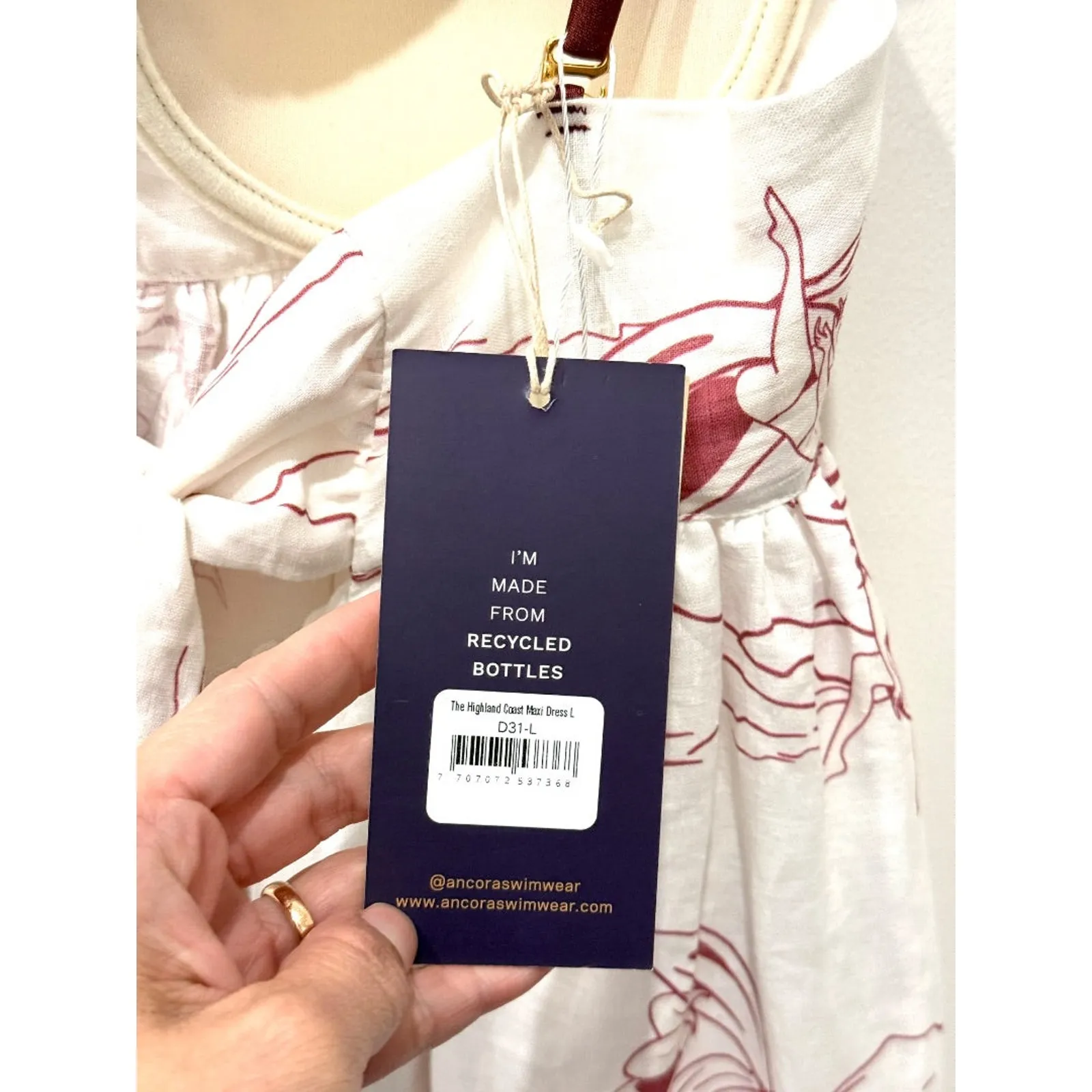 NWT Ancora Sleeveless Underwired The Highland Coast Maxi Dress White Women's L Size L - Image 4