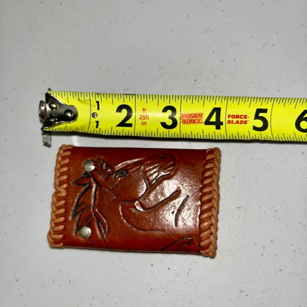 Leather Horse Head Key Pouch Unisex Brown - Image 3