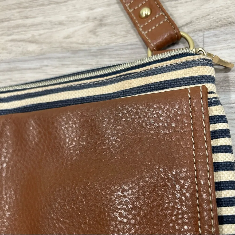 Relic Fossil Canvas Faux Leather Medium Crossbody Purse Striped Shoulder Bag - Image 3
