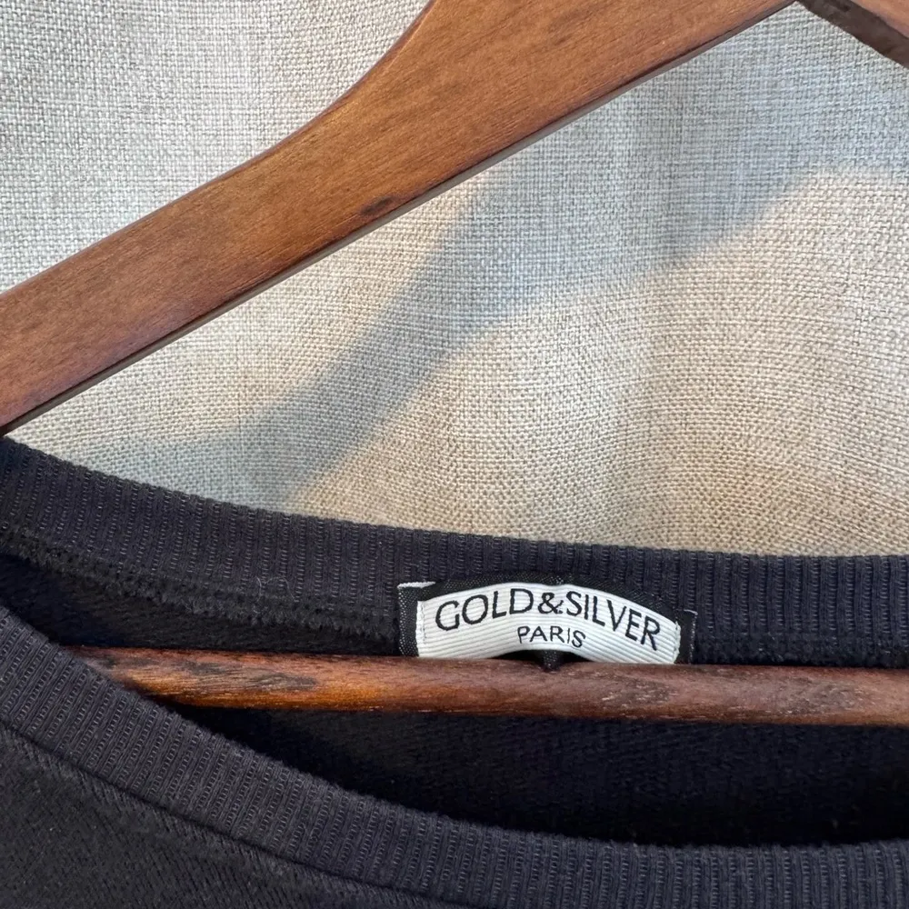 Gold and Silver Woman’s Black Sweatshirt with Colorful Beaded Ruffle Details Med - Image 2