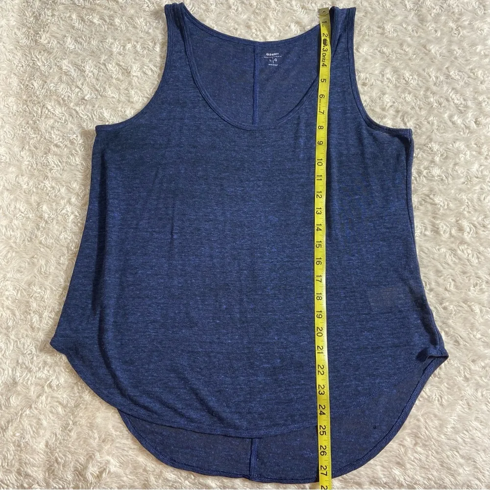 Old Navy Linen Blend Sheer Burnout Tank Heathered Royal Blue L Large - Image 4