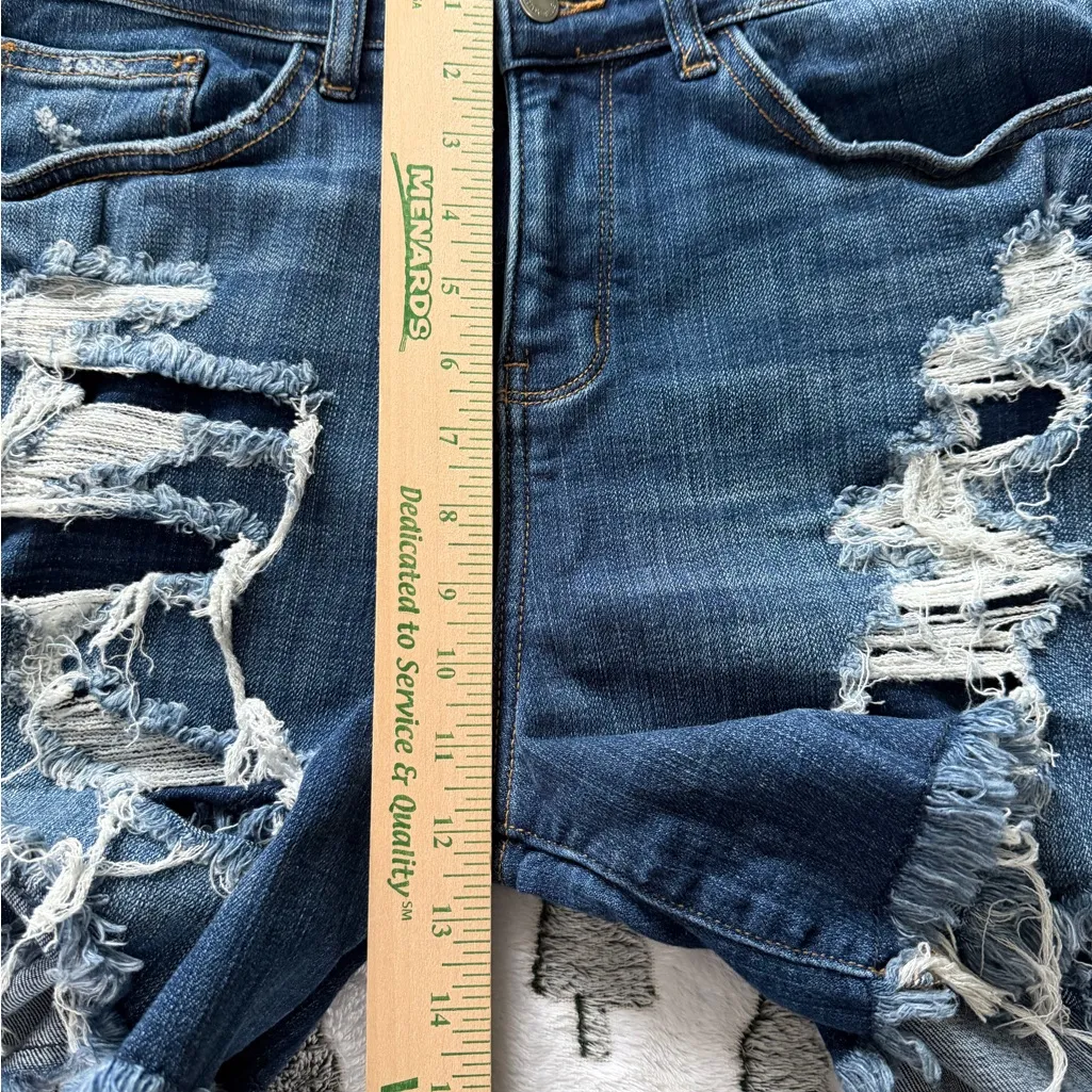 Judy Blue Dark Blue Distressed Jean Shorts - Image 3