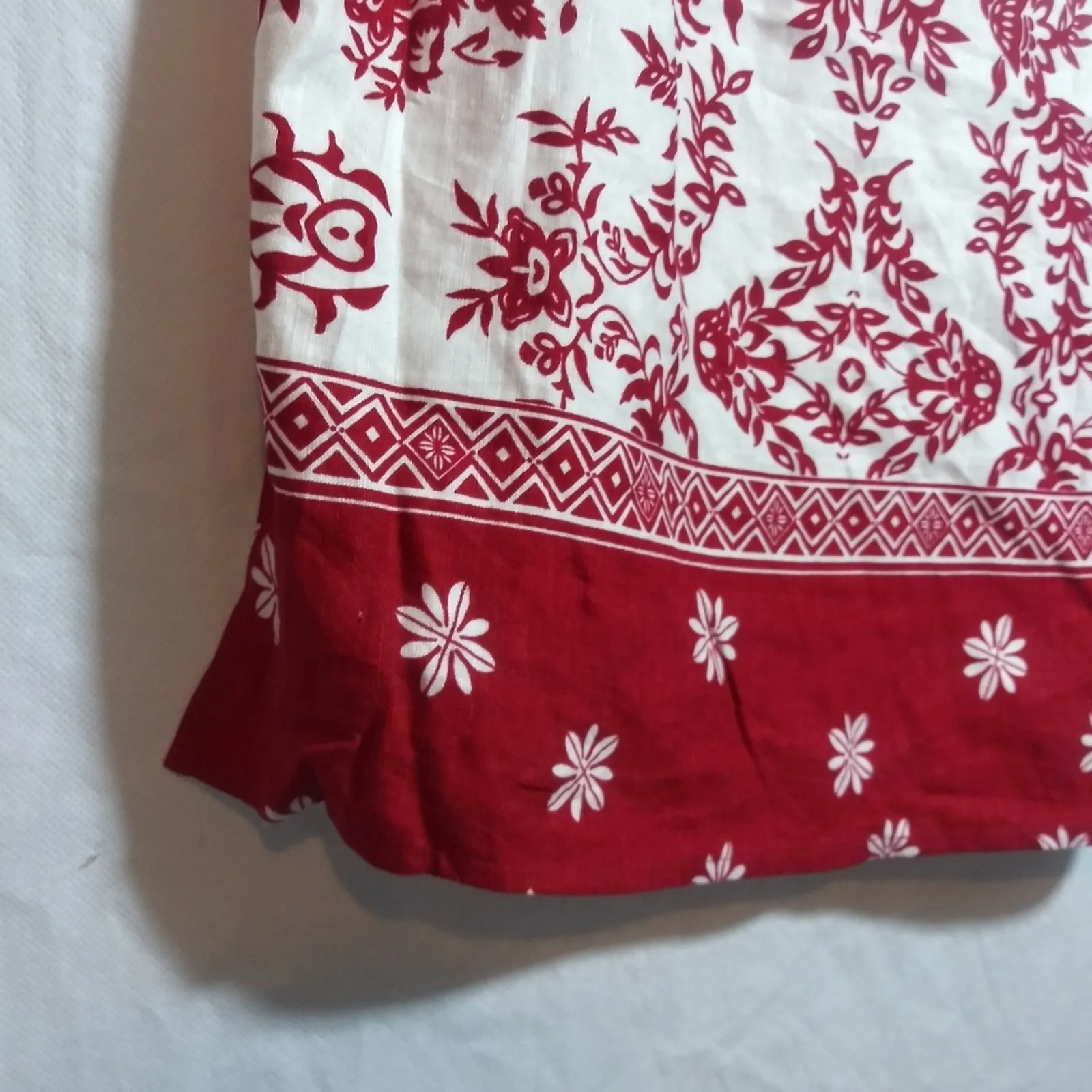 Evan Picone Casual Linen Red White Sleeveless South Pacific Blouse Size 16 - Image 4