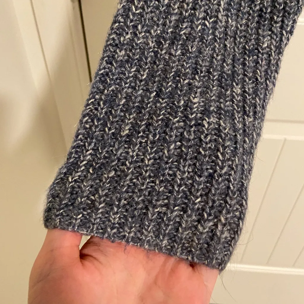 NEW Lucky Brand women’s blue white thick knit cowl neck sweater winter‎ large - Image 3