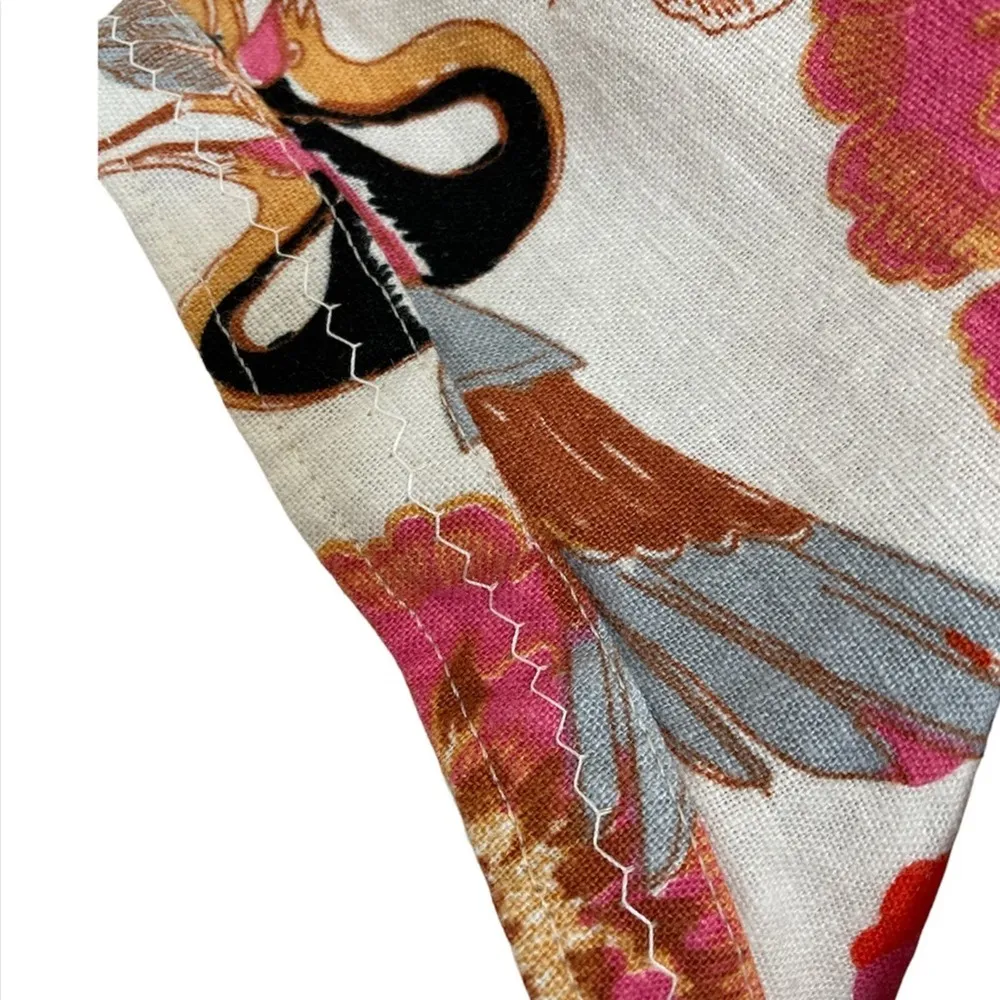 Original One of a kind Handmade Floral Cap Sleeve Linen cotton Tunic Dress M Size M - Image 7