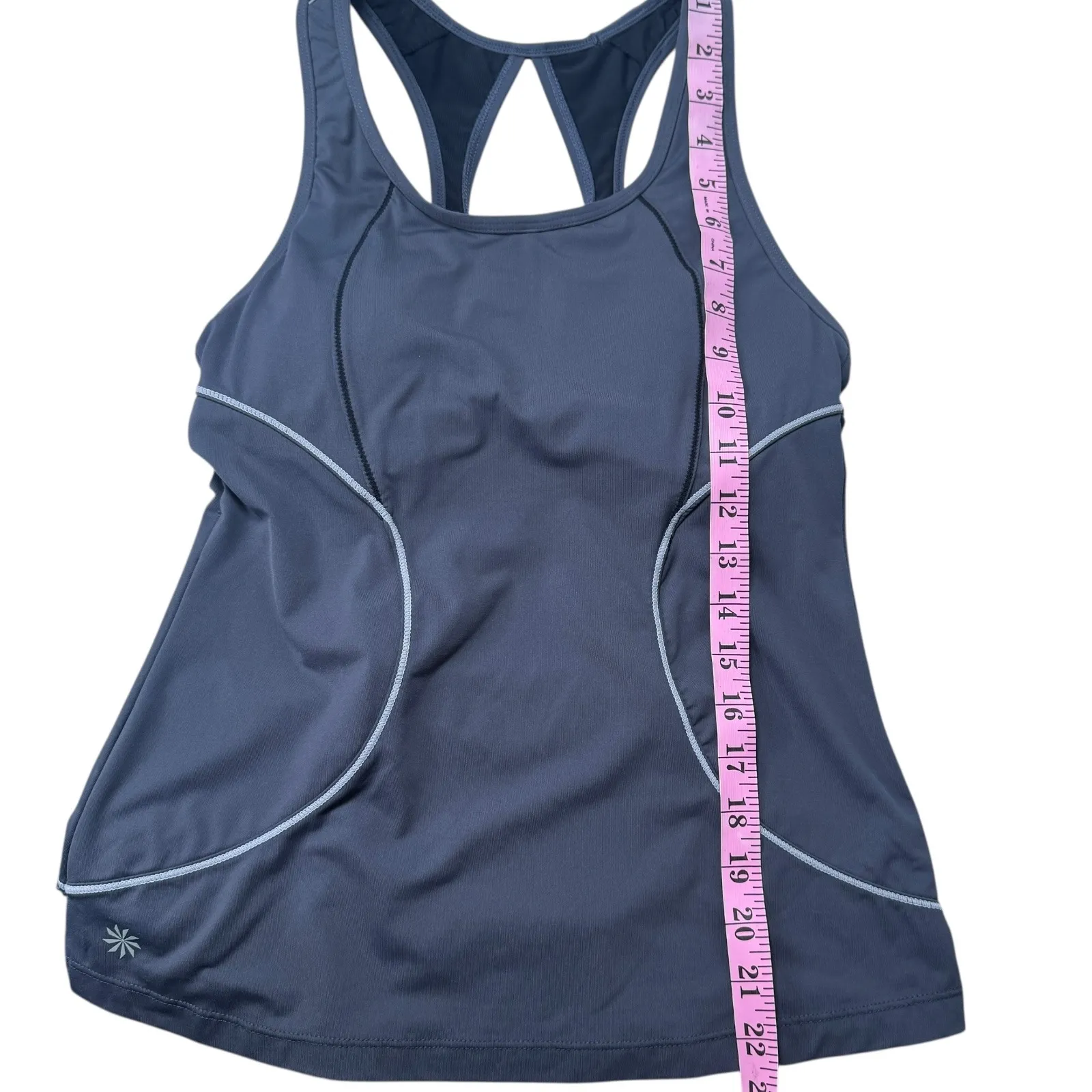 Athleta Women's Small Dark Gray Energy Racerback Tank Built in Bra Pocket Style - Image 4