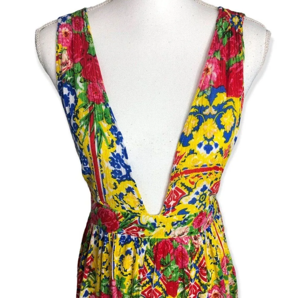 Asos Design Swim Floral Tile Print Crinkle Beach Dress - Image 5