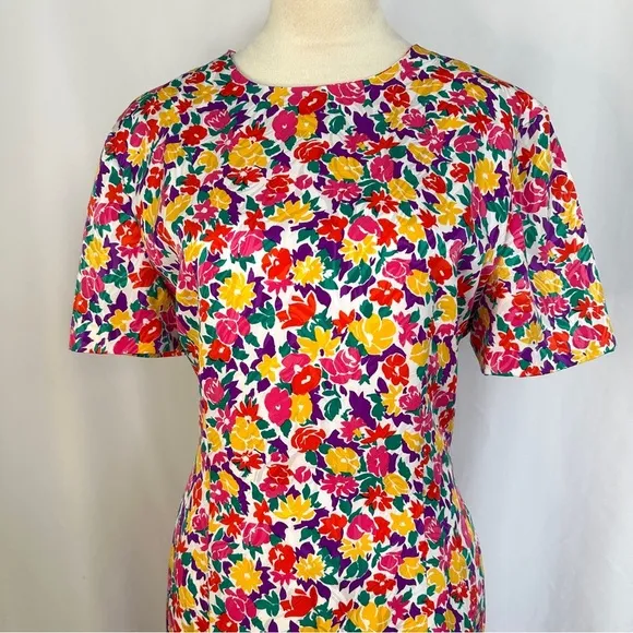 Papell Boutique Midi Dress Women’s Size 14 Floral Boho Colorful Casual‎ Formal - Image 2