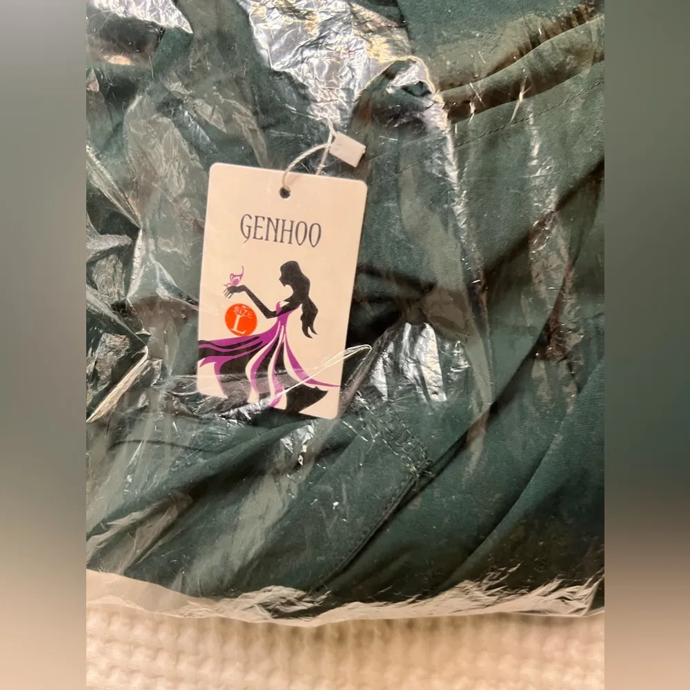 Wrap Dress Womens L Green V Neck Cap Sleeve Beach Pleated Hem Party Midi B2 Size L - Image 3