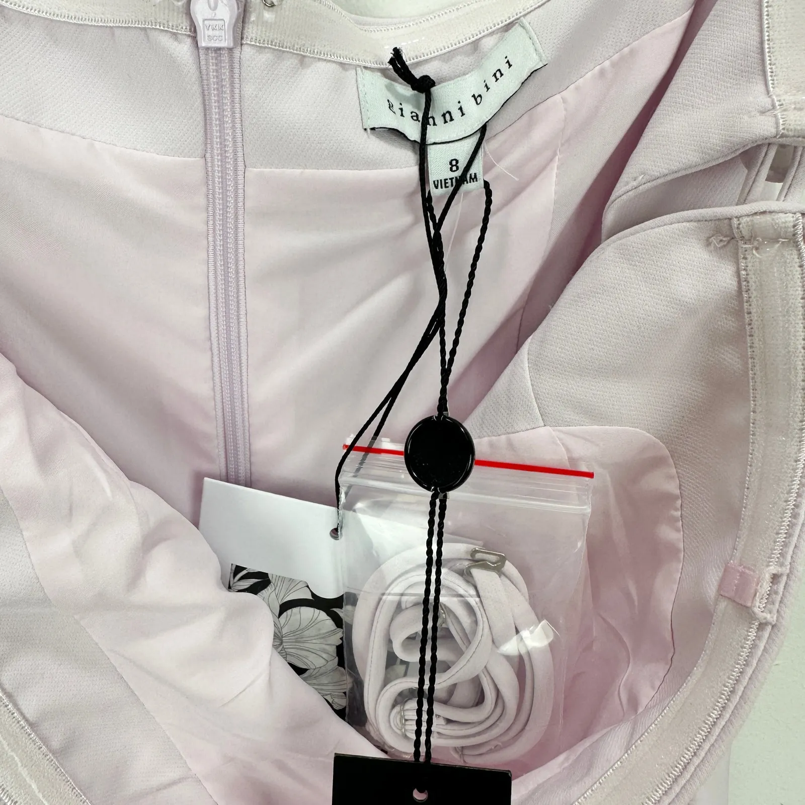 Gianni Bini Caelynn Bell Tori Dress Midi Crepe Side Cutout Light Ballet US 8 NWT - Image 7