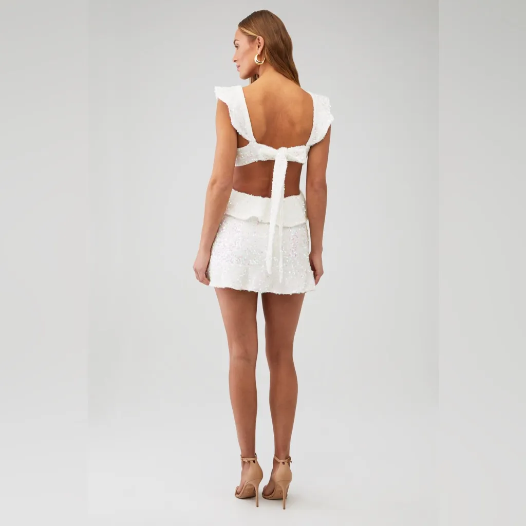 NWT Show Me Your Mumu Zoey Sequin Mini Dress size Large L white cut out - Image 8