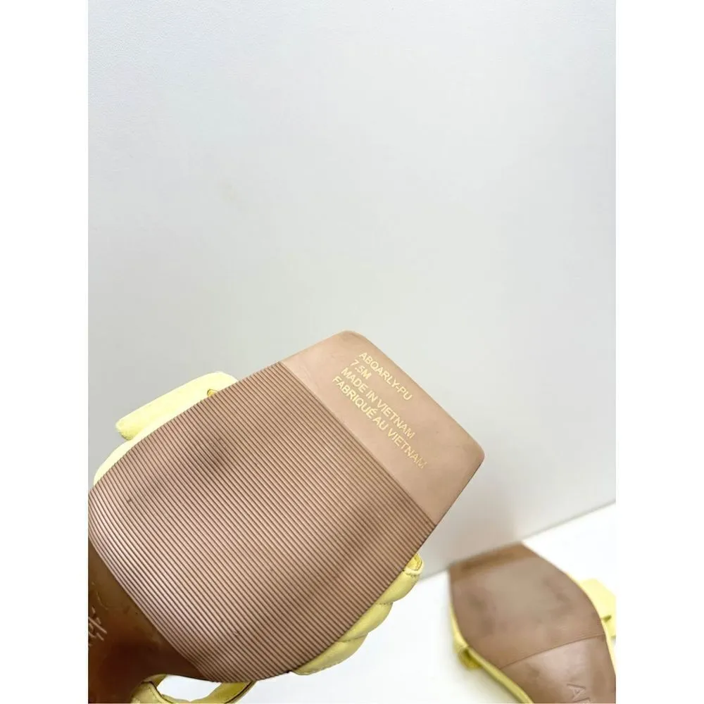 Abound Shoes Womens Size 7.5 Qarly Heeled Yellow‎ Square Toe Slip On Sandals - Image 8