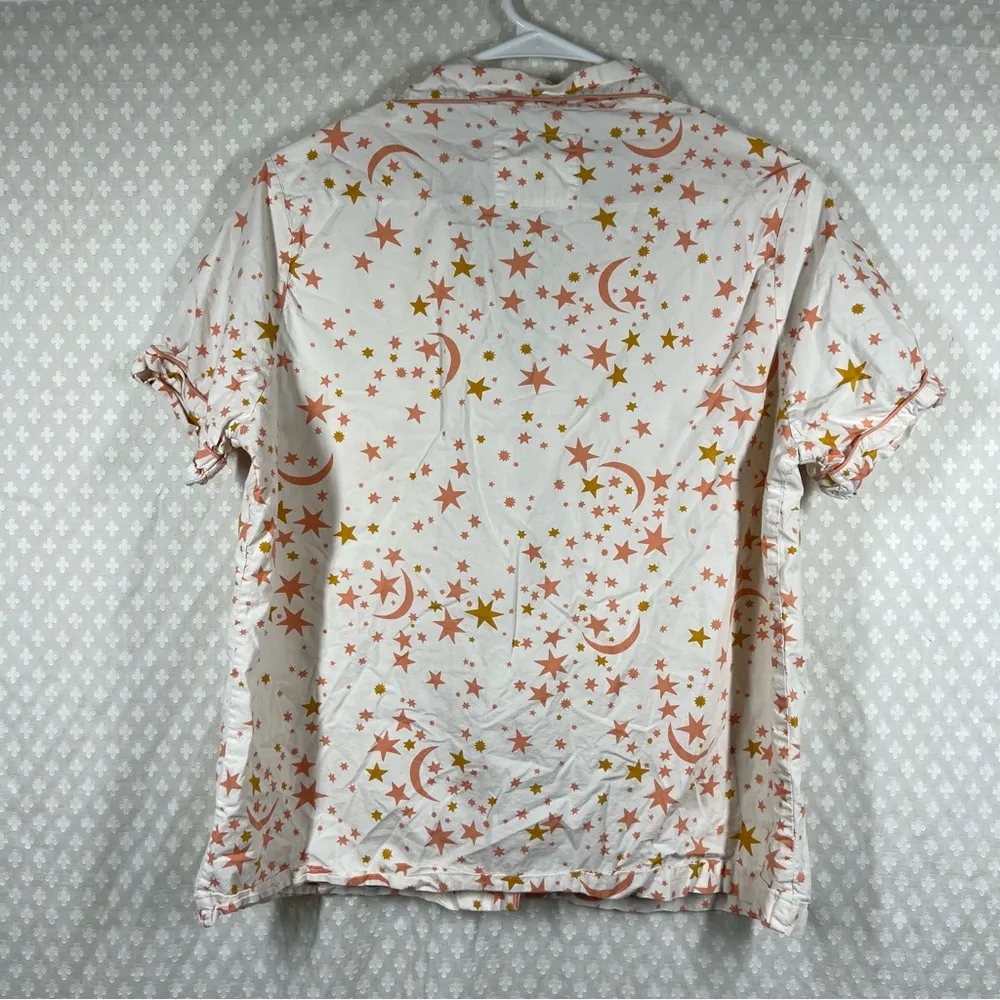 Anthropologie Paint Fresh White Orange Star‎ Print Organic Cotton Pajama Top - Image 6